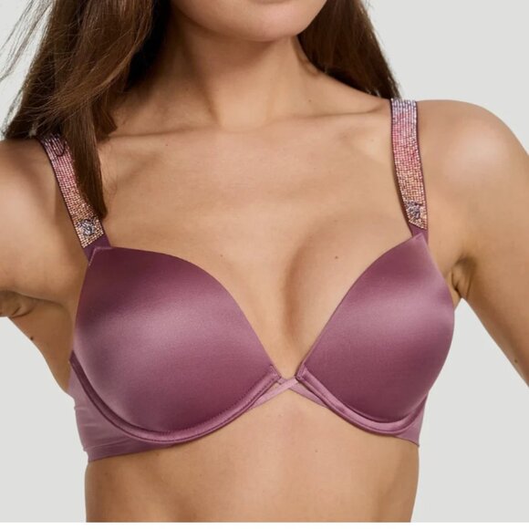 Victorias Secret Very Sexy Shine Strap Purple Vapor Bombshell PushUp Bra 36D Set - Picture 2 of 14